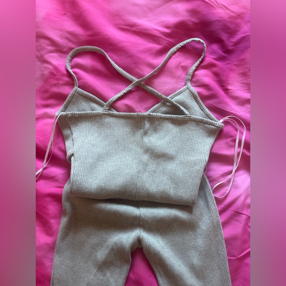 Gray Ribbed Jumpsuit - Picture 3 of 5